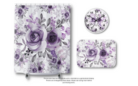 Wall Clock-Soft Purple-Floral Stencil-White