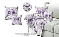 Square Pillow-Soft Purple Floral-Soft Purple Horizontal Stripes-White