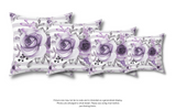 Square Pillow-Soft Purple Floral-Soft Purple Horizontal Stripes-White