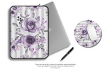 Mouse Pad-Soft Purple Floral-Soft Purple Horizontal Stripes-White