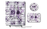 Shower Curtains-Soft Purple Floral-Soft Purple Horizontal Stripes-White