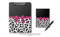 Clipboard-Glam Passion Pink Bow-Snow Leopard-Black