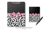 Small Spiral Notebook, 6x8in-Glam Pink Bow-Snow Leopard-Black