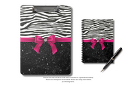 Small Spiral Notebook, 6x8in-Glam Passion Pink Bow-Zebra-Black Glitter