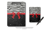 Clipboard-Glam Red Bow-Zebra-Black Glitter