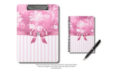 Clipboard-Glam Pink Bow-Pink White Stencil-Pink White Pinstripes