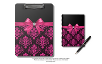 Small Spiral Notebook, 6x8in-Glam Passion Pink Bow-Passion Pink Lace-Black