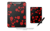 Small Spiral Notebook, 6x8in-Red Floral Blossoms-Black