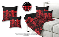 Square Pillow-Glam Red Bow-Red Lace-Black