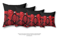 Square Pillow-Glam Red Bow-Red Lace-Black