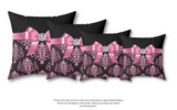 Square Pillow-Pink Bow-Pink Lace-Black