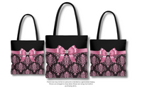 Tote Bag-Glam Pink Bow-Pink Lace-Black