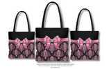 Tote Bag-Glam Pink Bow-Pink Lace-Black