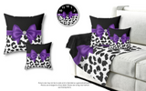 Square Pillow-Glam Purple Bow-Snow Leopard-Black