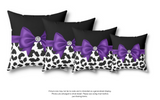 Square Pillow-Glam Purple Bow-Snow Leopard-Black