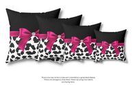 Square Pillow-Glam Passion Pink Bow-Snow Leopard-Black