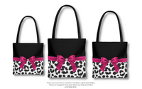 Tote Bag-Glam Passion Pink Bow-Snow Leopard-Black