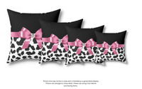 Square Pillow-Glam Pink Bow-Snow Leopard-Black