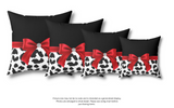 Square Pillow-Glam Red Bow-Snow Leopard-Black