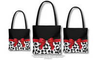 Tote Bag-Glam Red Bow-Snow Leopard-Black