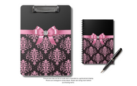 Small Spiral Notebook, 6x8in-Glam Pink Bow-Pink Lace-Black