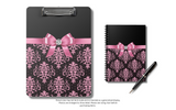 Small Spiral Notebook, 6x8in-Glam Pink Bow-Pink Lace-Black