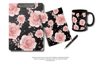 Small Spiral Notebook, 6x8in-Pink Rose-Pink Stencil-Black