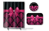 Shower Curtains-Glam Passion Pink Bow-Passion Pink Lace-Black