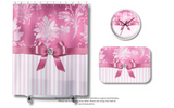 Bath Mat-Glam Pink Bow-Pink White Stencil-Pink White Pinstripes
