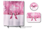 Shower Curtains-Glam Pink Bow- Pink White Stencil-Pink White Pinstripes