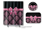 Shower Curtains-Glam Pink Bow-Pink Lace-Black