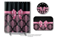 Bath Mat-Glam Pink Bow-Pink Lace-Black