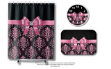 Bath Mat-Glam Pink Bow-Pink Lace-Black