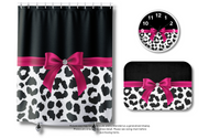 Bath Mat-Glam Passion Pink Bow-Snow Leopard-Black