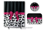 Bath Mat-Glam Passion Pink Bow-Snow Leopard-Black