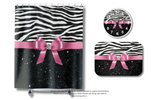 Bath Mat-Glam Pink Bow-Zebra-Black Glitter