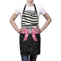 Apron-Glam Pink Bow-Zebra-Black Glitter