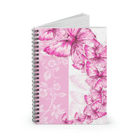 Small Spiral Notebook, 6x8in-Pink Butterfly Duo-White