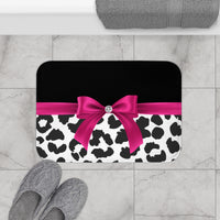 Bath Mat-Glam Passion Pink Bow-Snow Leopard-Black