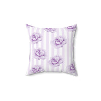 Square Pillow-Purple Lilac-Floral Pinstripes