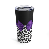 Tumbler 20oz-Glam Purple Bow-Snow Leopard-Black