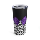 Tumbler 20oz-Glam Purple Bow-Snow Leopard-Black