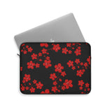 Laptop Sleeve-Red Floral Blossoms-Black