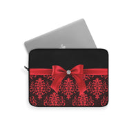 Laptop Sleeve-Red Bow-Red Lace-Black