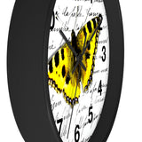 Wall Clock-Yellow Butterfly-Illegible Cursive-10"x10"in