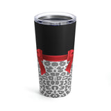 Tumbler 20oz-Glam Red Bow-Grey Leopard-Black