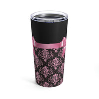 Tumbler 20oz-Glam Pink Bow-Pink Lace-Black