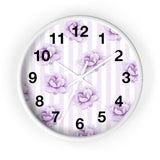 Wall clock-Purple Lilac-Floral Pinstripes