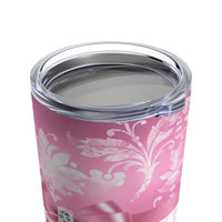 Tumbler 20oz-Glam Pink Bow-Pink White Stencil-Pink White Pinstripes