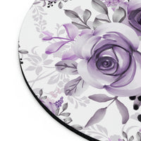 Mouse Pad-Soft Purple-Floral Stencil-White